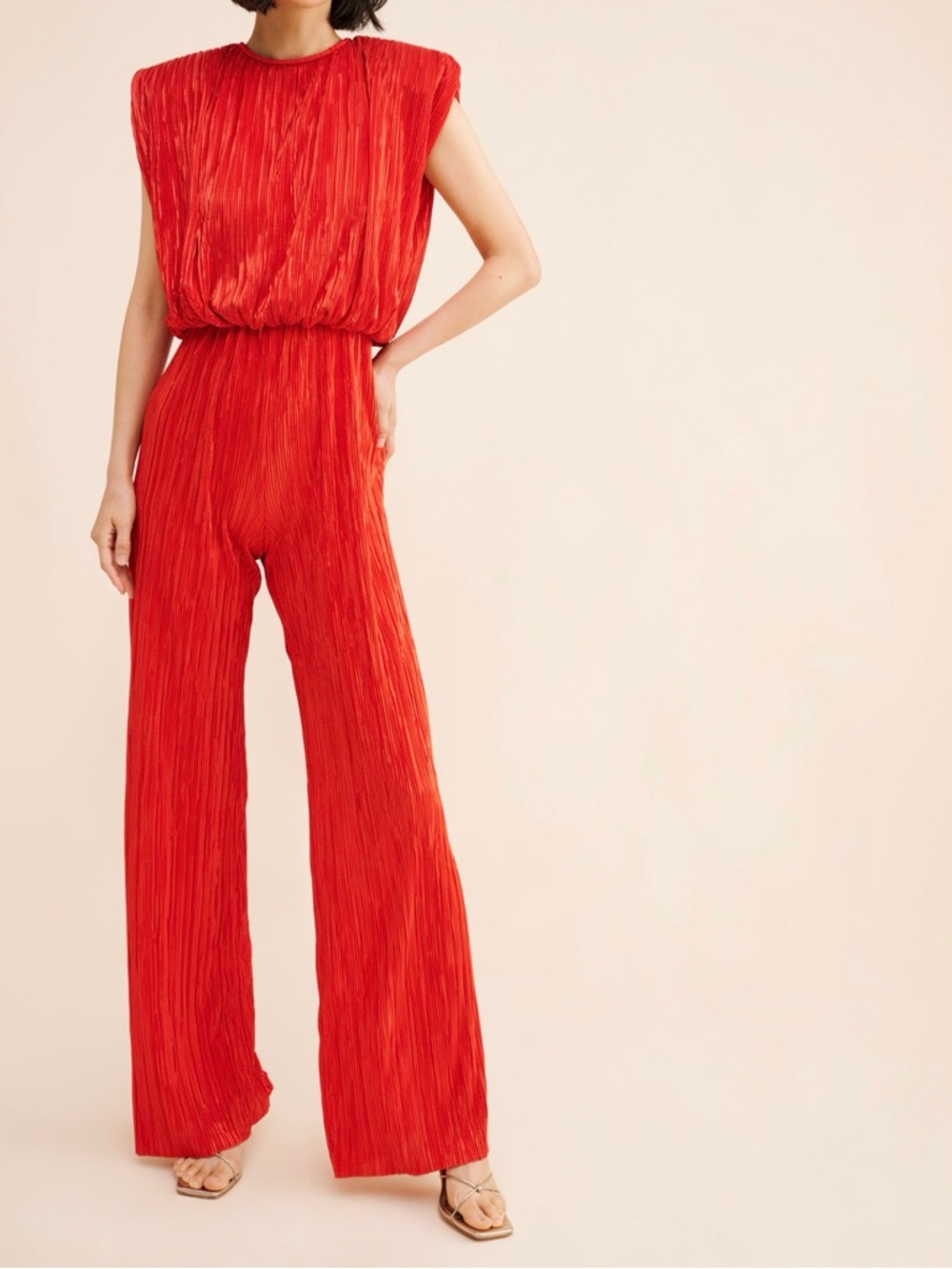 Red Pleated Jumpsuit
